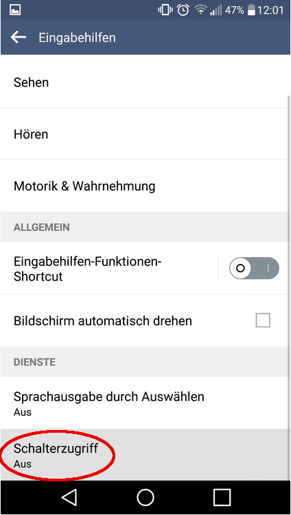 Android Schalterzugriff