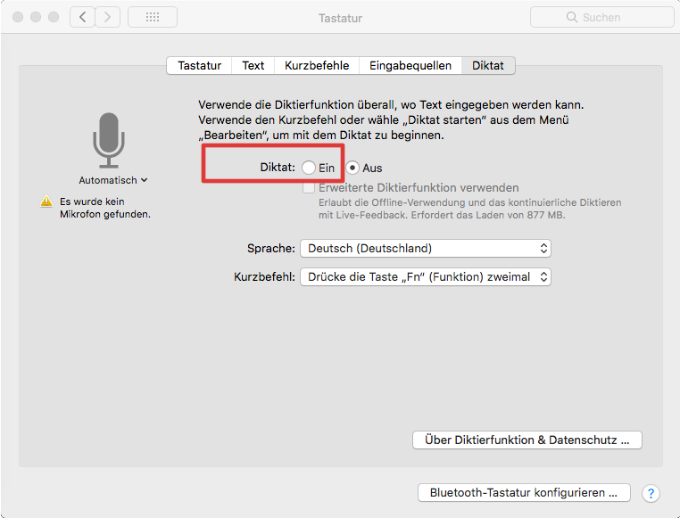 Mac-OS X: Systemeinstellungen „Diktat“ öffnen