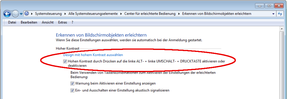 Windows Einstellungen Kontrast ändern