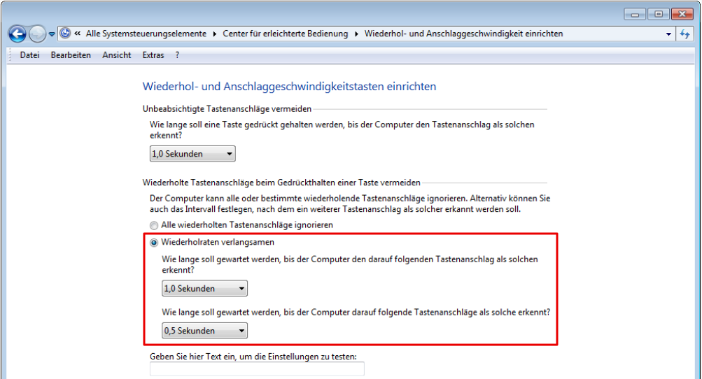 windows einstellung Wiederholrate einrichten